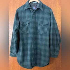 Vintage 70s Pendleton Check Shirt Jacket 100% Wool Men’s Large Long